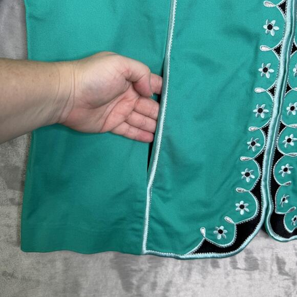 Bob Mackie Wearable Art Jacket Womens 1X Green Embroidered Floral Zip Up Retro - Picture 5 of 12
